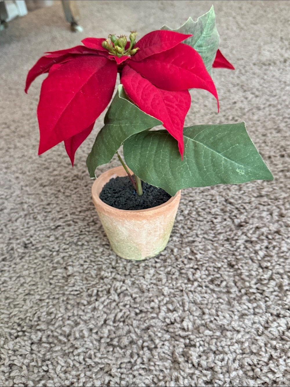 Faux potterybarn Holiday Poinsettia Decorative Plant - Red Size small